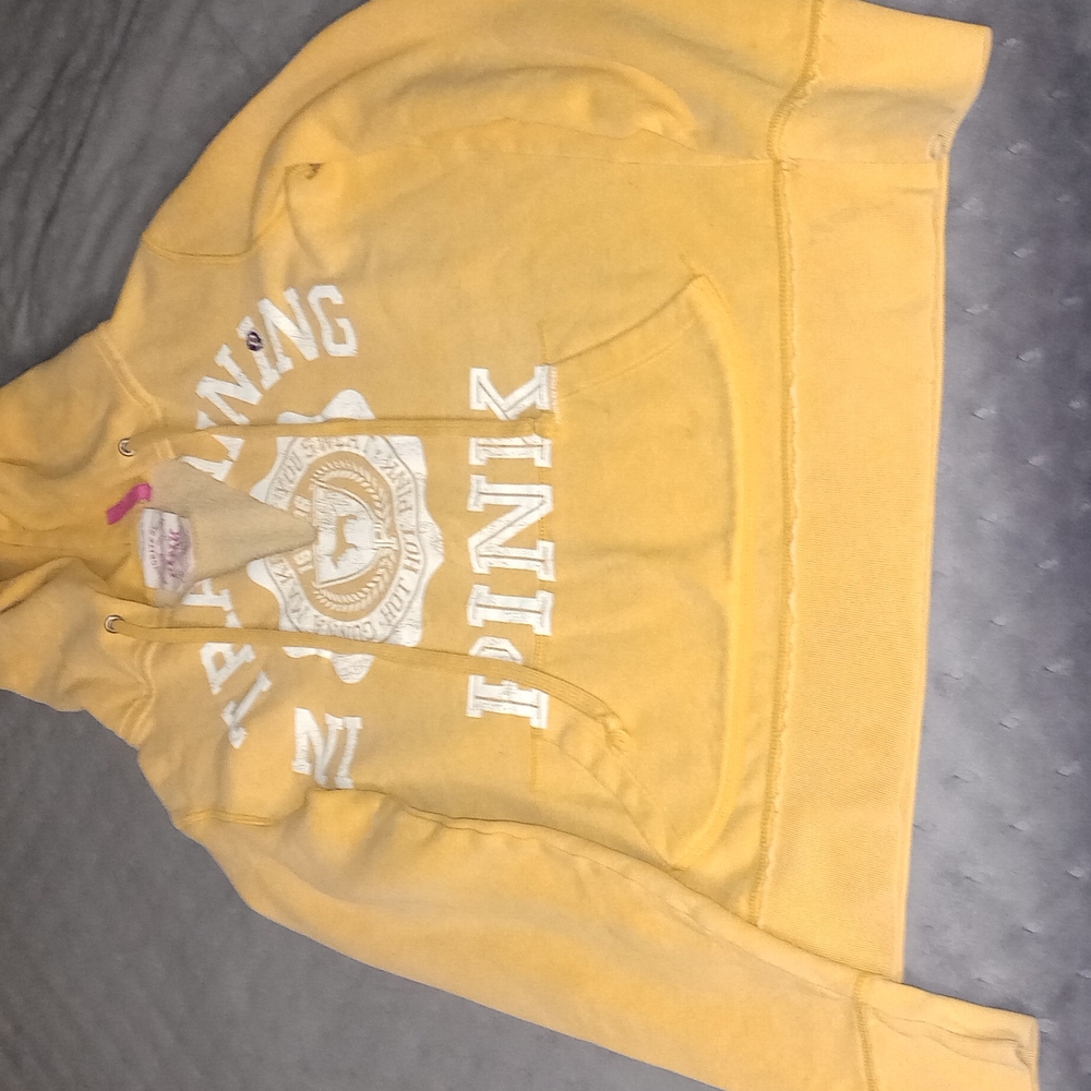 Vibrant Yellow Crew Neck Sweater with Bold White Print